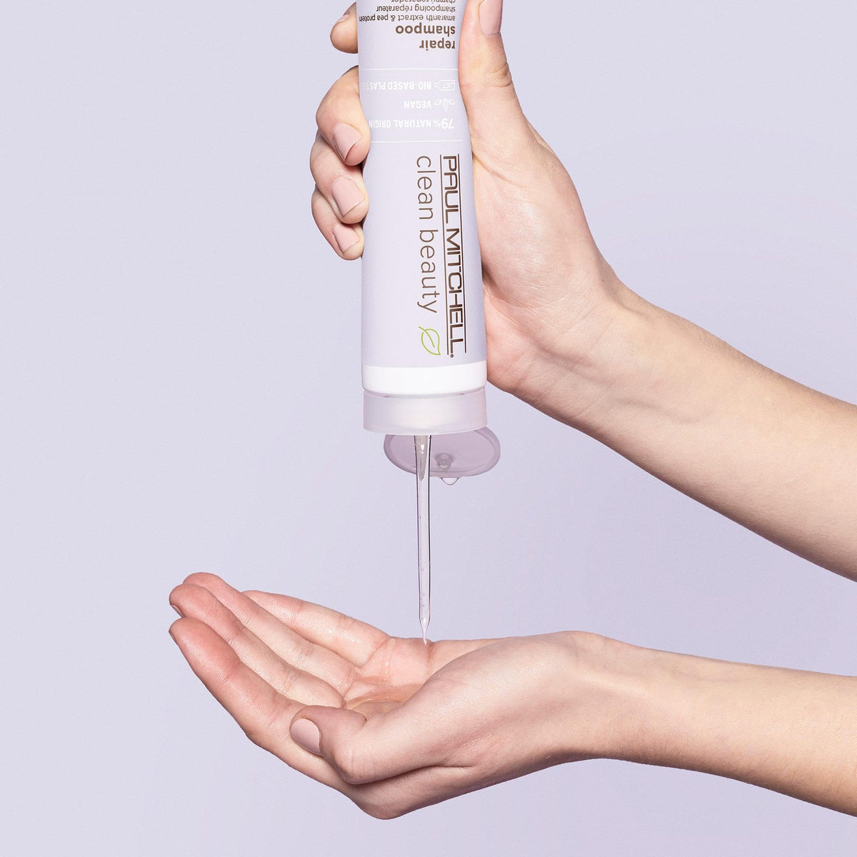 Paul Mitchell Repair Shampoo label close-up highlighting natural ingredients