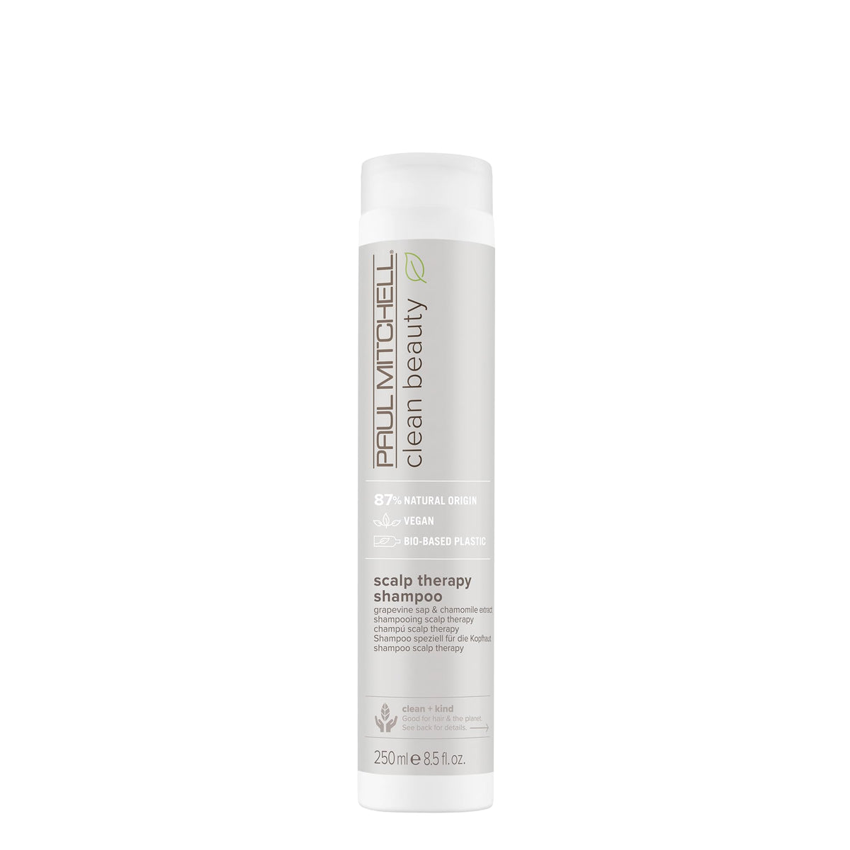 Paul Mitchell Clean Beauty Scalp Therapy Shampoo bottle promotes gentle cleansing and scalp refreshment.