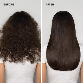 Hair after using the serum appears smooth and frizz-free.