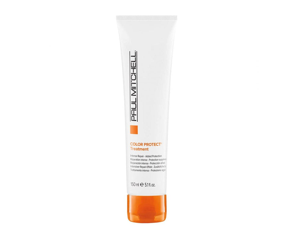 Paul Mitchell Color Protect Treatment bottle close-up showing color protection for vibrant locks