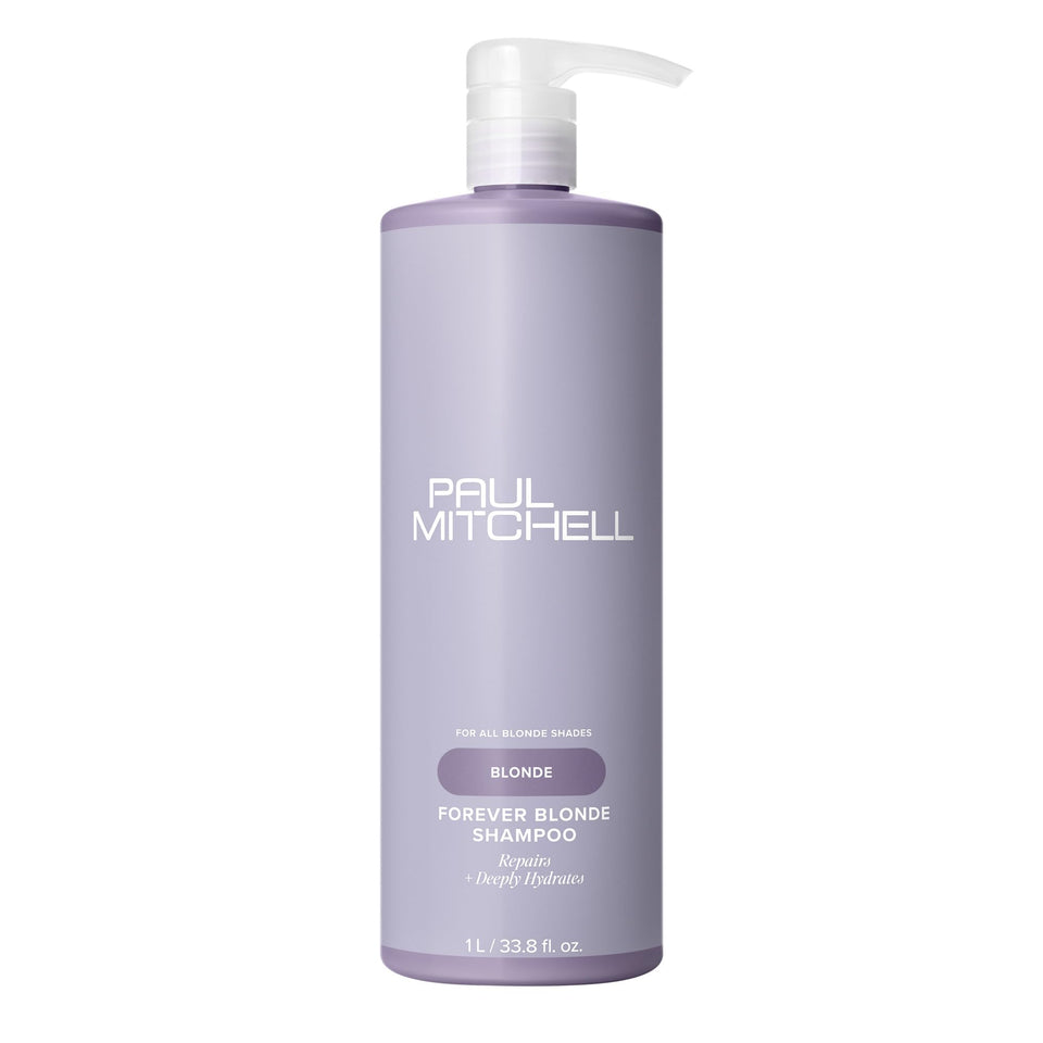 Paul Mitchell Forever Blonde Shampoo bottle front for light, bright blonde hair.