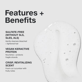 Paul Mitchell Forever Blonde Shampoo label close-up highlighting sulfate-free formula for bleached hair.