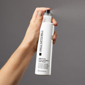 Paul Mitchell Freeze and Shine mist demonstrates flexible hold for everyday styles