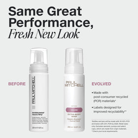 Paul Mitchell Invisiblewear mousse dispenser enables quick, even application for buoyant styling.