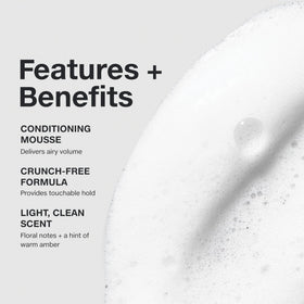 Invisiblewear light whipped texture promises crunch-free hold and touchable softness.