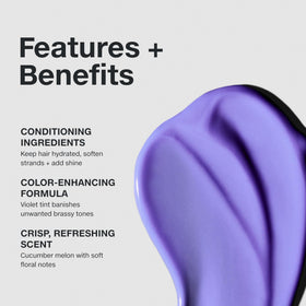 Paul Mitchell Platinum Blonde Violet Conditioner cream texture hydrates and smooths hair.
