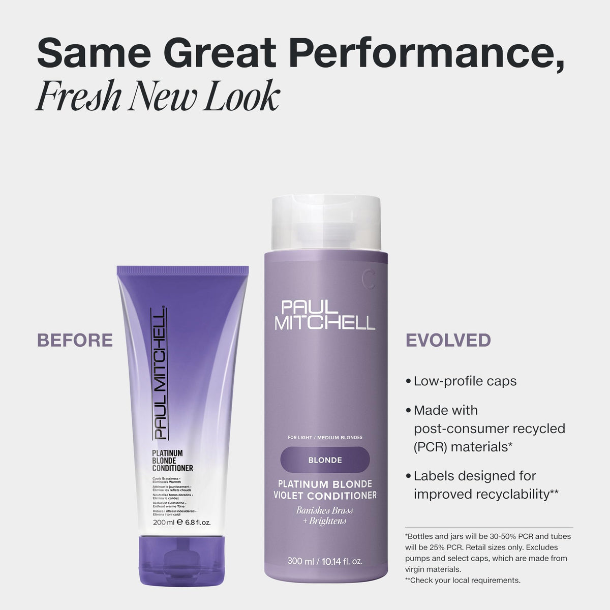 Paul Mitchell Platinum Blonde Violet Conditioner pour demonstrates violet pigment for brass reduction.