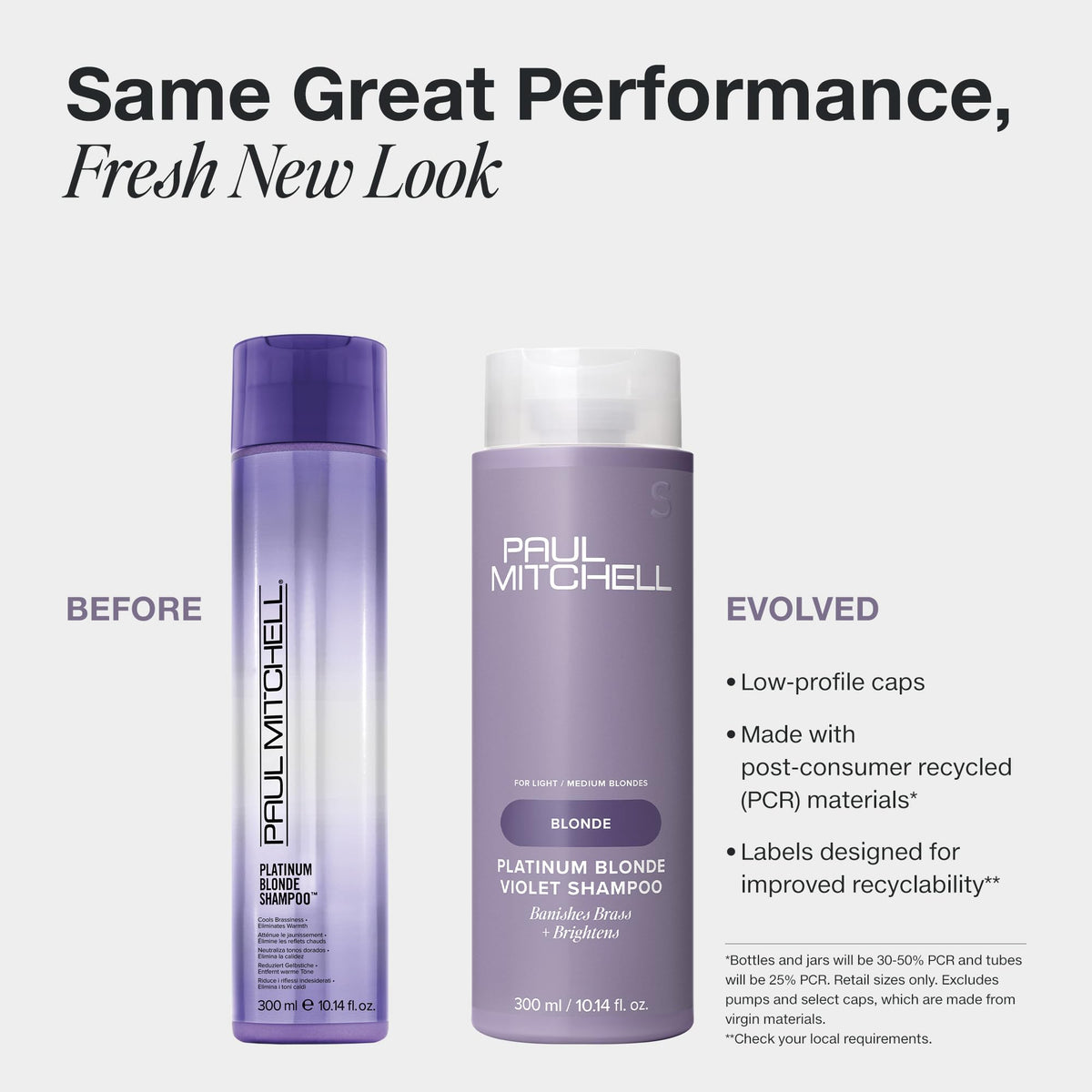 Paul Mitchell bottle pour demonstrates brass banishing for light blonde hair