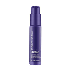 Paul Mitchell Platinum Plus Violet Toning Drops bottle shows concentrated violet pigments for cool tones
