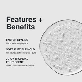 Texture of Paul Mitchell Round Trip Defining Serum on damp curls for quick styling.