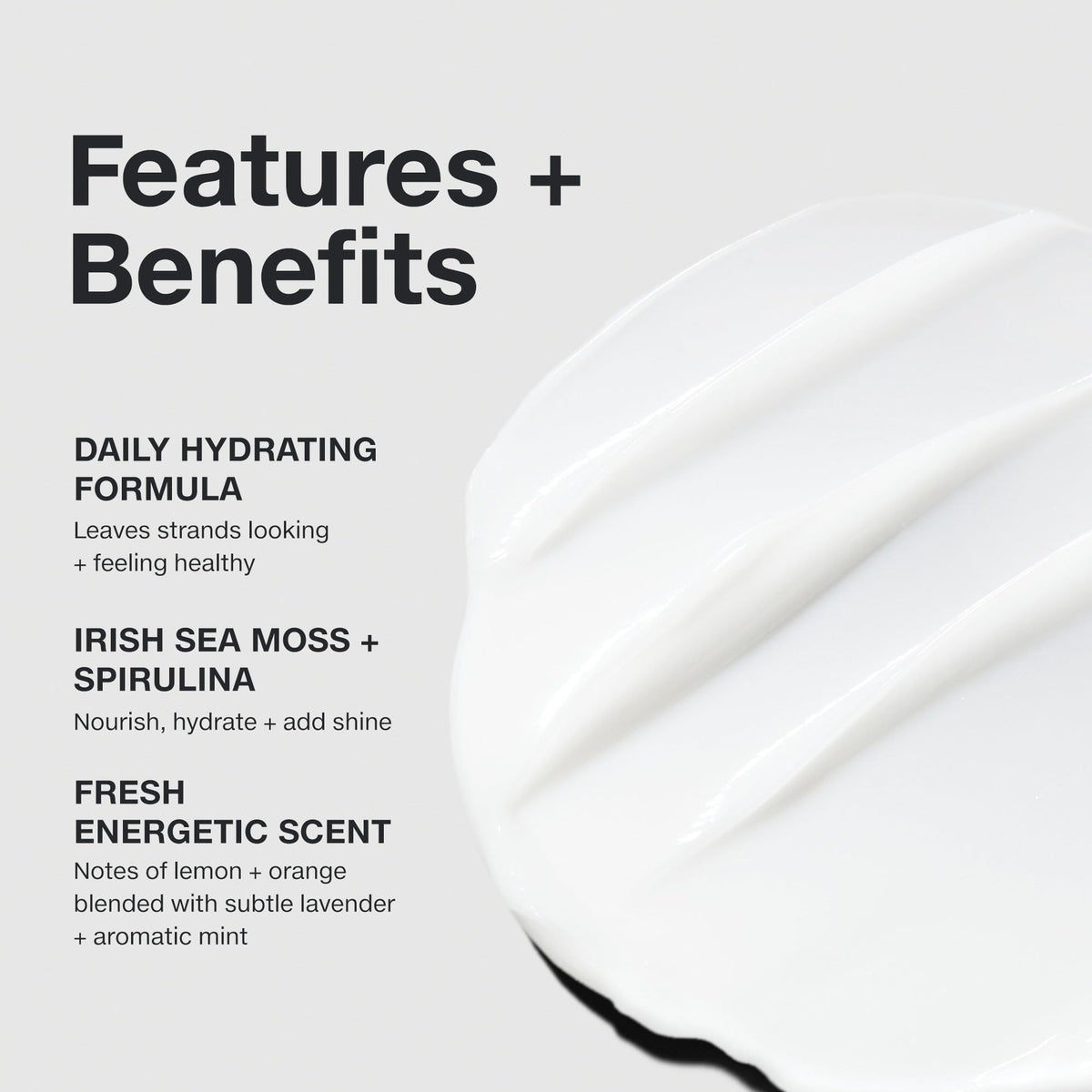 Paul Mitchell Sheer Hydration Conditioner ingredient panel with Irish sea moss and spirulina