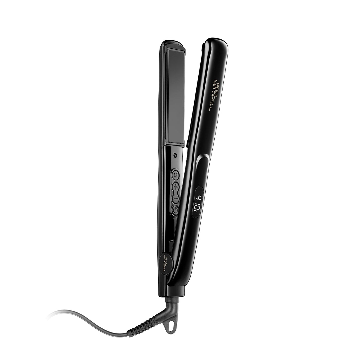Paul Mitchell Style+ 1in flat iron closeup showing slim design for quick styling.