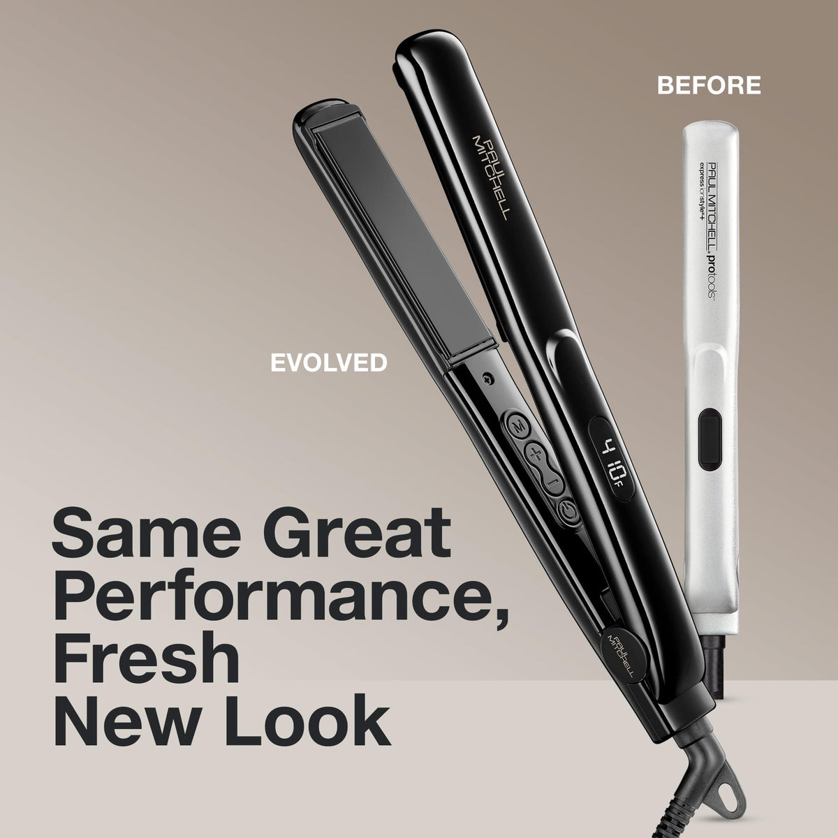 Paul Mitchell Style+ ceramic plates for even heat and frizz reduction.