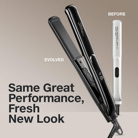 Paul Mitchell Style+ ceramic plates for even heat and frizz reduction.