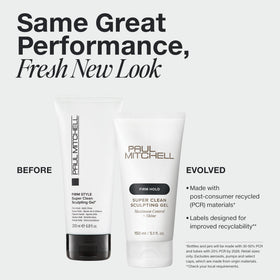 Paul Mitchell Super Clean Sculpting Gel label highlighting professional-grade formula.