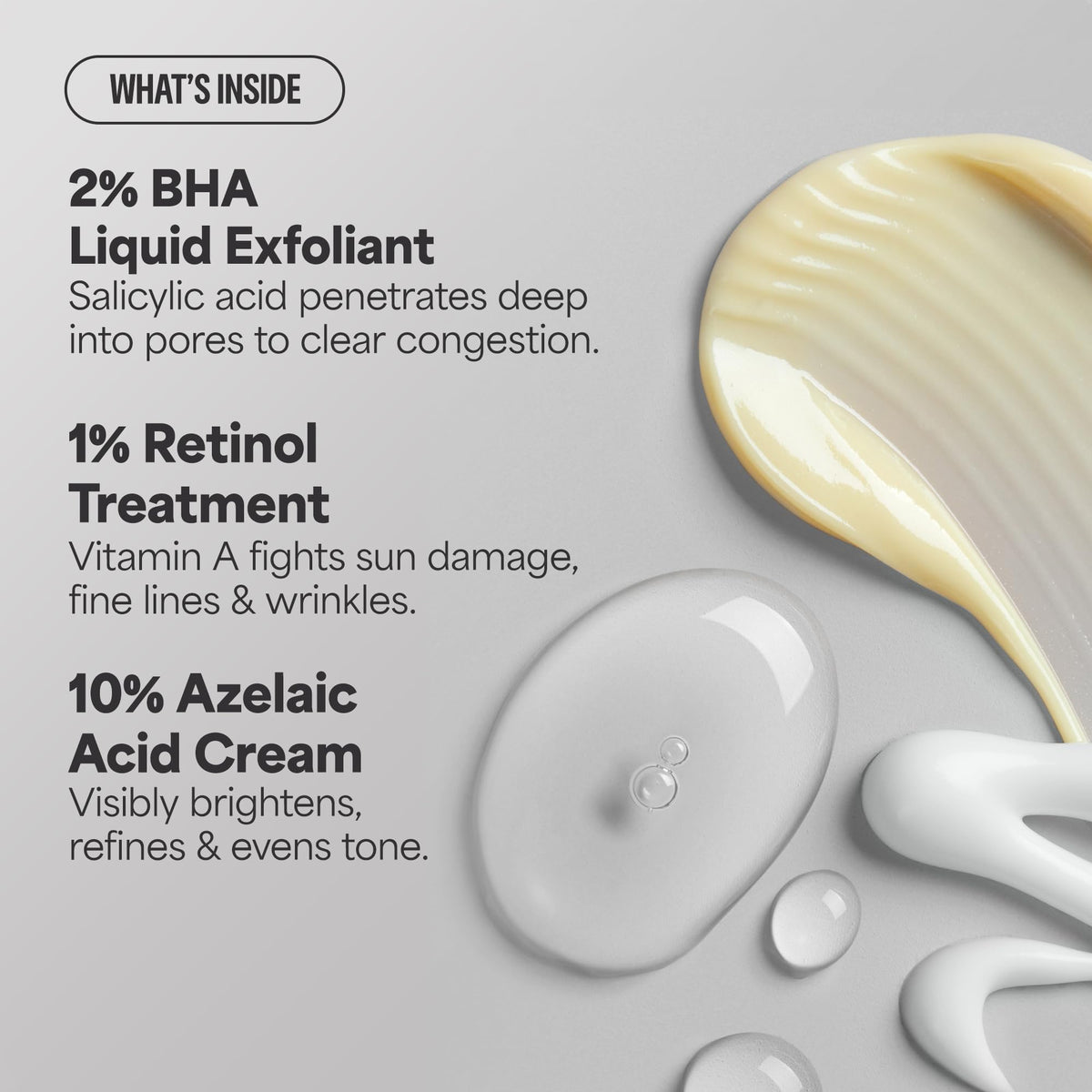 Paula's Choice BHA application swatch demonstrates gentle exfoliation use.