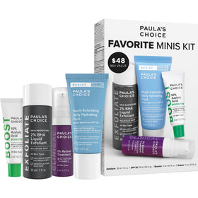 Paula's Choice Favorites Mini Kit with 2% BHA exfoliant for smoother skin texture.