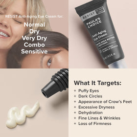Paula's Choice RESIST eye cream being applied around the eye for nighttime use.