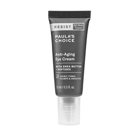 Paula's Choice RESIST eye cream bottle showing overnight hydration for brighter under-eyes.