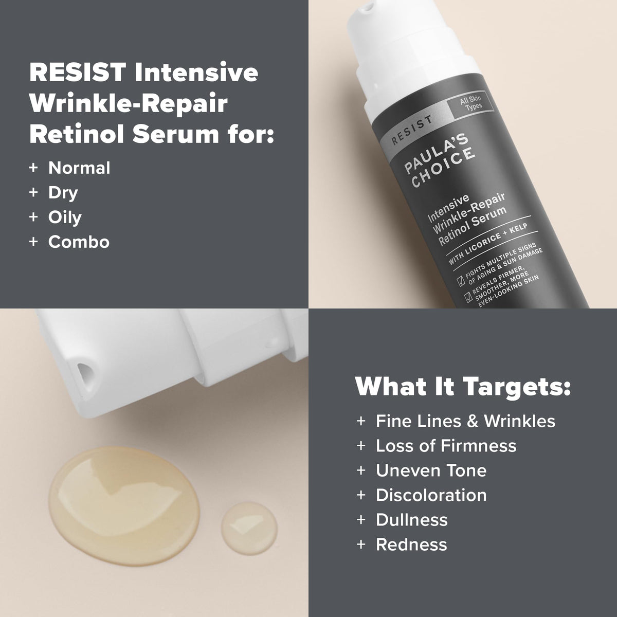 Paula's Choice Resist Intensive Wrinkle-Repair Serum dropper for precise application and targeted care.