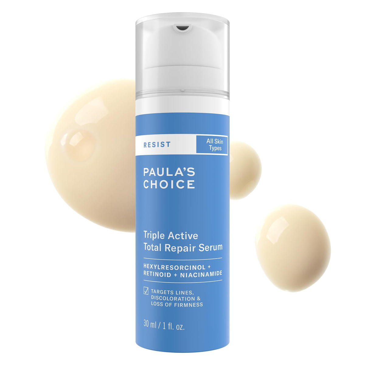 Paula's Choice RESIST serum bottle with fragrance-free formula for anti-aging care.
