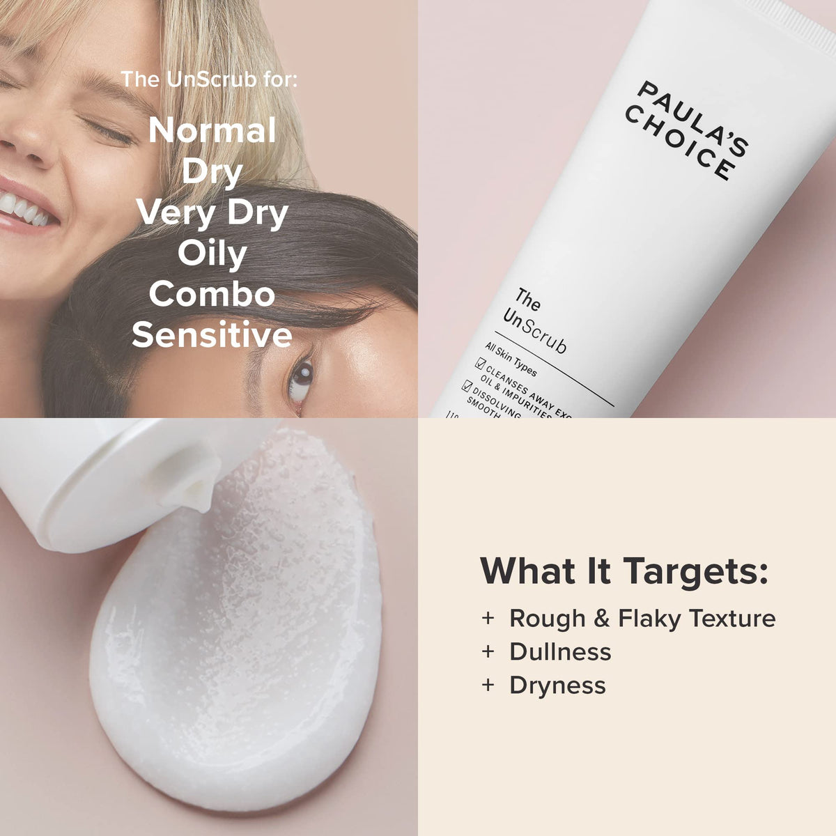 The UnScrub texture shown on hand for gentle exfoliation