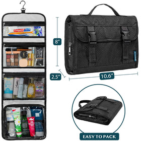 PAVILIA waterproof cosmetic organizer keeps liquids contained during travel.