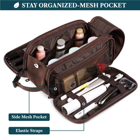 PAVILIA Dopp kit with large capacity fits shaving gear and grooming essentials.
