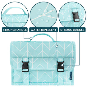 PAVILIA foldable travel bag with front zip pocket for quick access.