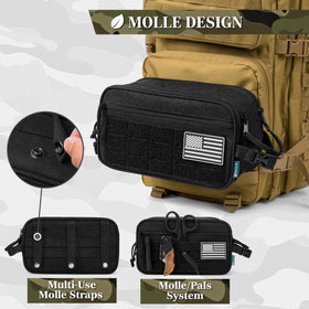 PAVILIA tactical bag MOLLE back strap for attaching gear or hanging.