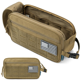 PAVILIA tactical toiletry bag front view showing organized layout for travel