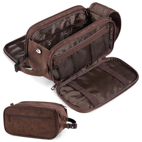 PAVILIA toiletry bag with hanging design for easy hotel bathroom access.
