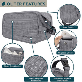 PAVILIA toiletry bag double-zipper design provides easy access to contents