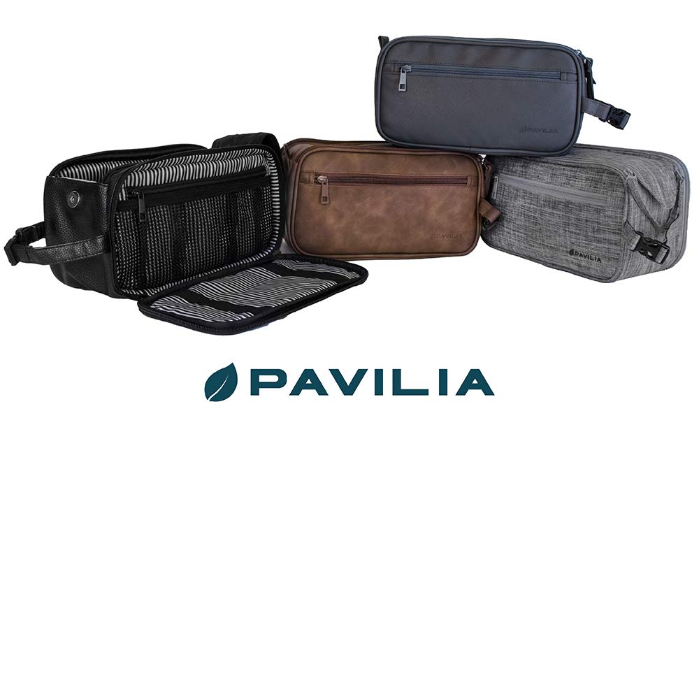 PAVILIA large capacity toiletry bag fits shaving kits and cosmetics