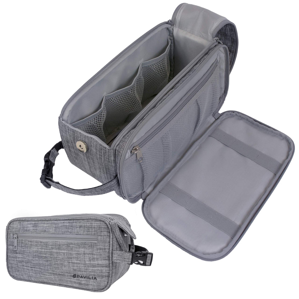 PAVILIA toiletry bag for men main compartment holds grooming essentials while traveling