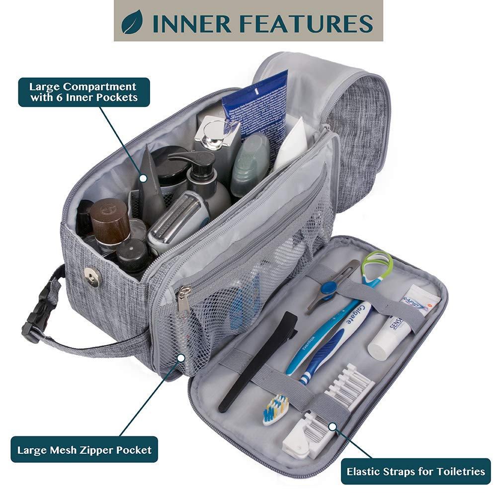 PAVILIA toiletry bag for men with side pockets keeps small items organized during trips