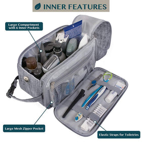 PAVILIA toiletry bag for men with side pockets keeps small items organized during trips