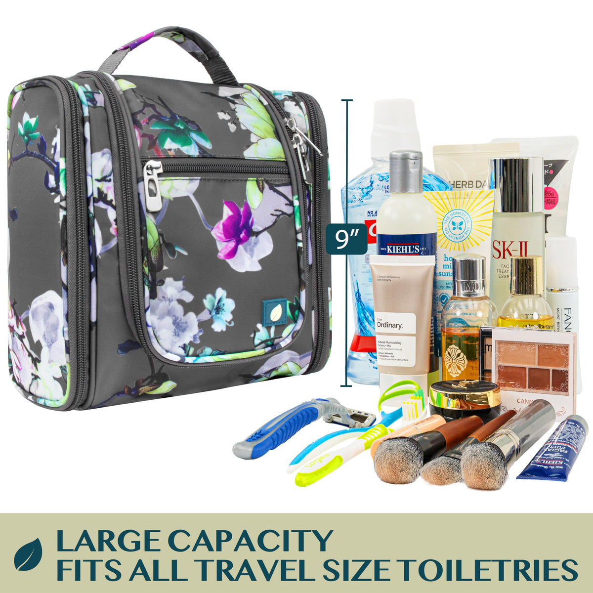 PAVILIA Toiletry Bag padded foam protects contents during travel
