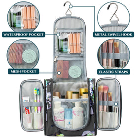 PAVILIA Toiletry Bag side pockets for brushes and small items