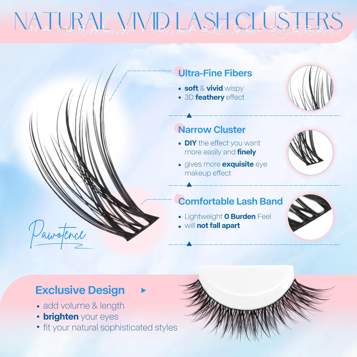 Pawotence Lash Applicator for precise, mess-free cluster placement.