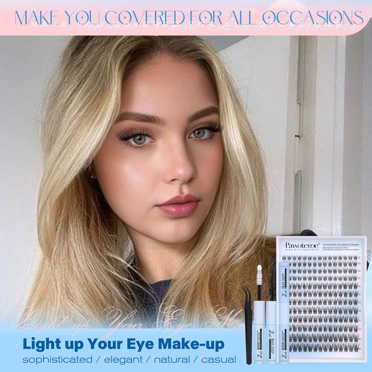 Pawotence Lash Clusters Soft Fiber for comfortable wear.