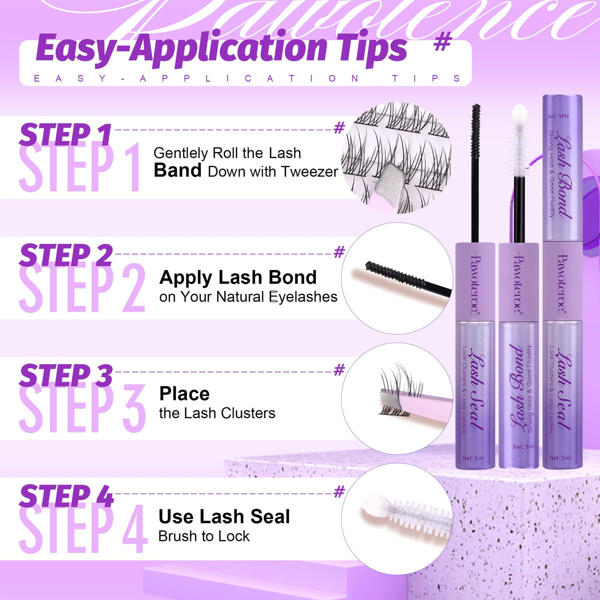 Pawotence lash extension kit ready-to-use finish with seal