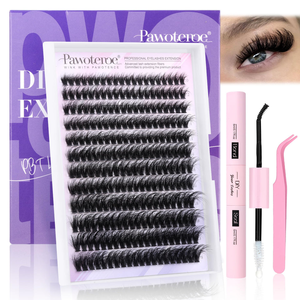 Pawotence lash-extension kit contents for an at-home full lash look