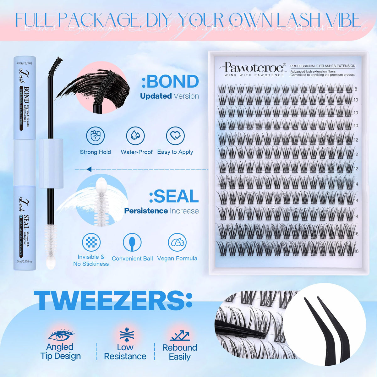 Pawotence Lash Tweezers for precise placement during application.