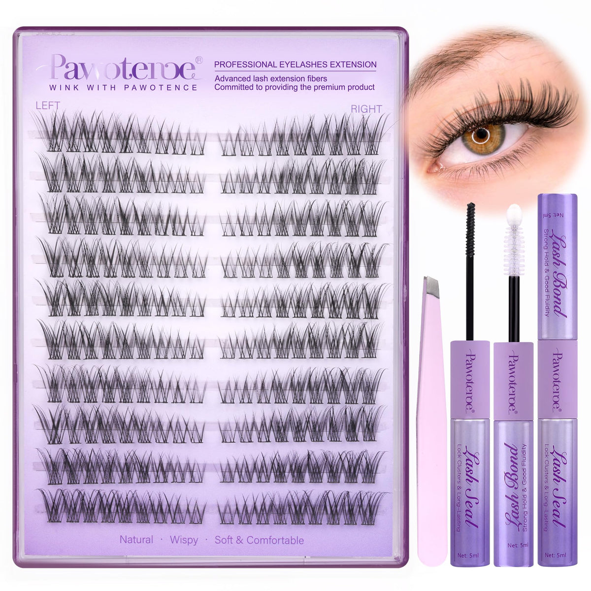 Pawotence Wispy Lash Clusters for a natural Cat Eye look.