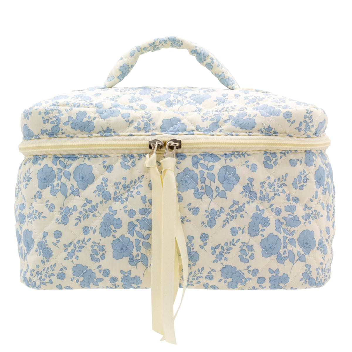 PAZIMIIK cotton makeup bag with quilted exterior for chic travel organization.