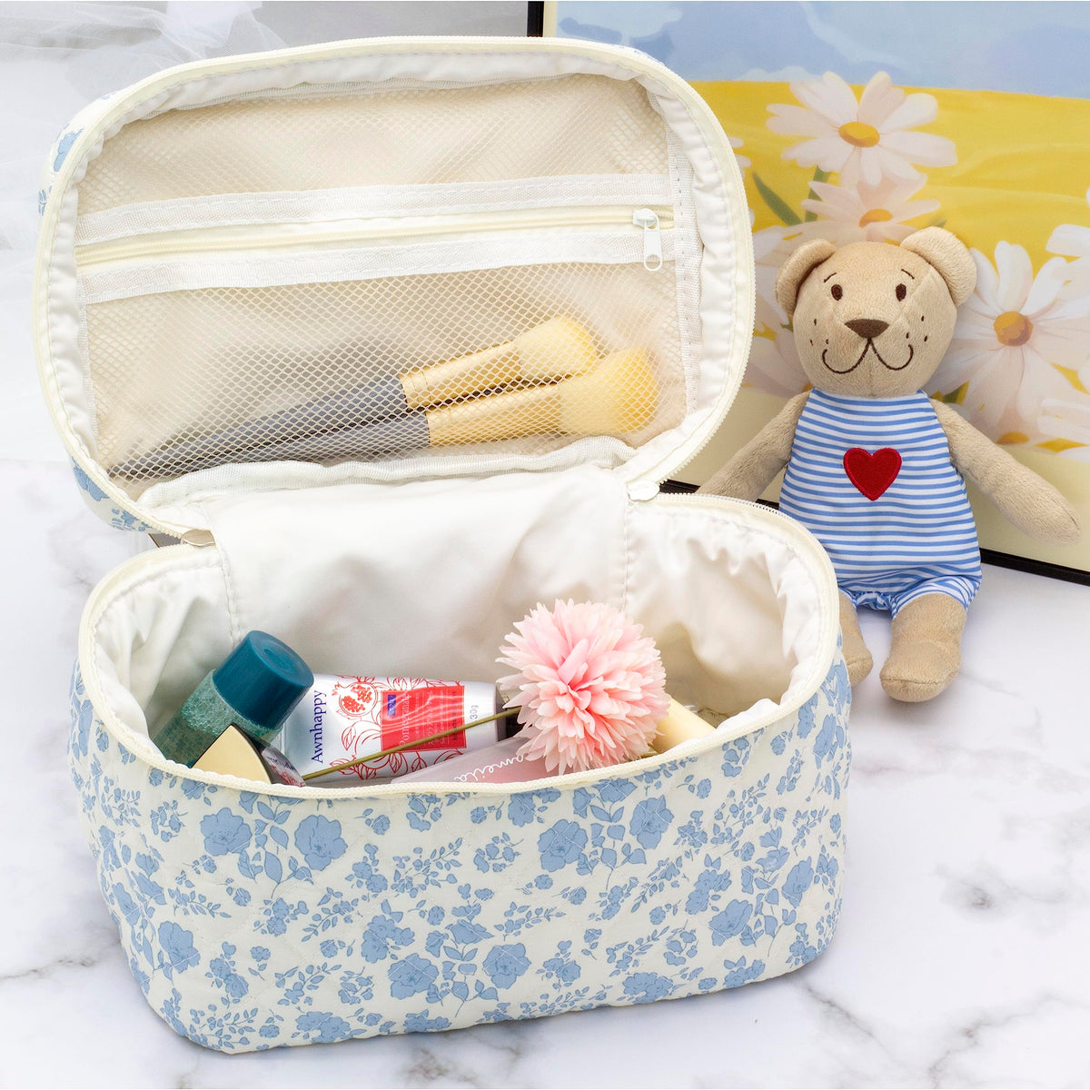 PAZIMIIK makeup bag showing spacious main compartment for essentials.