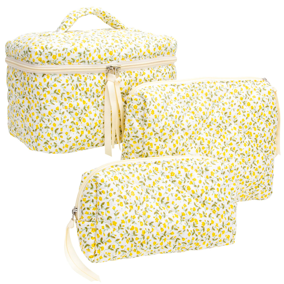 PAZIMIIK makeup bag with quilted exterior, ideal for stylish travel organization.