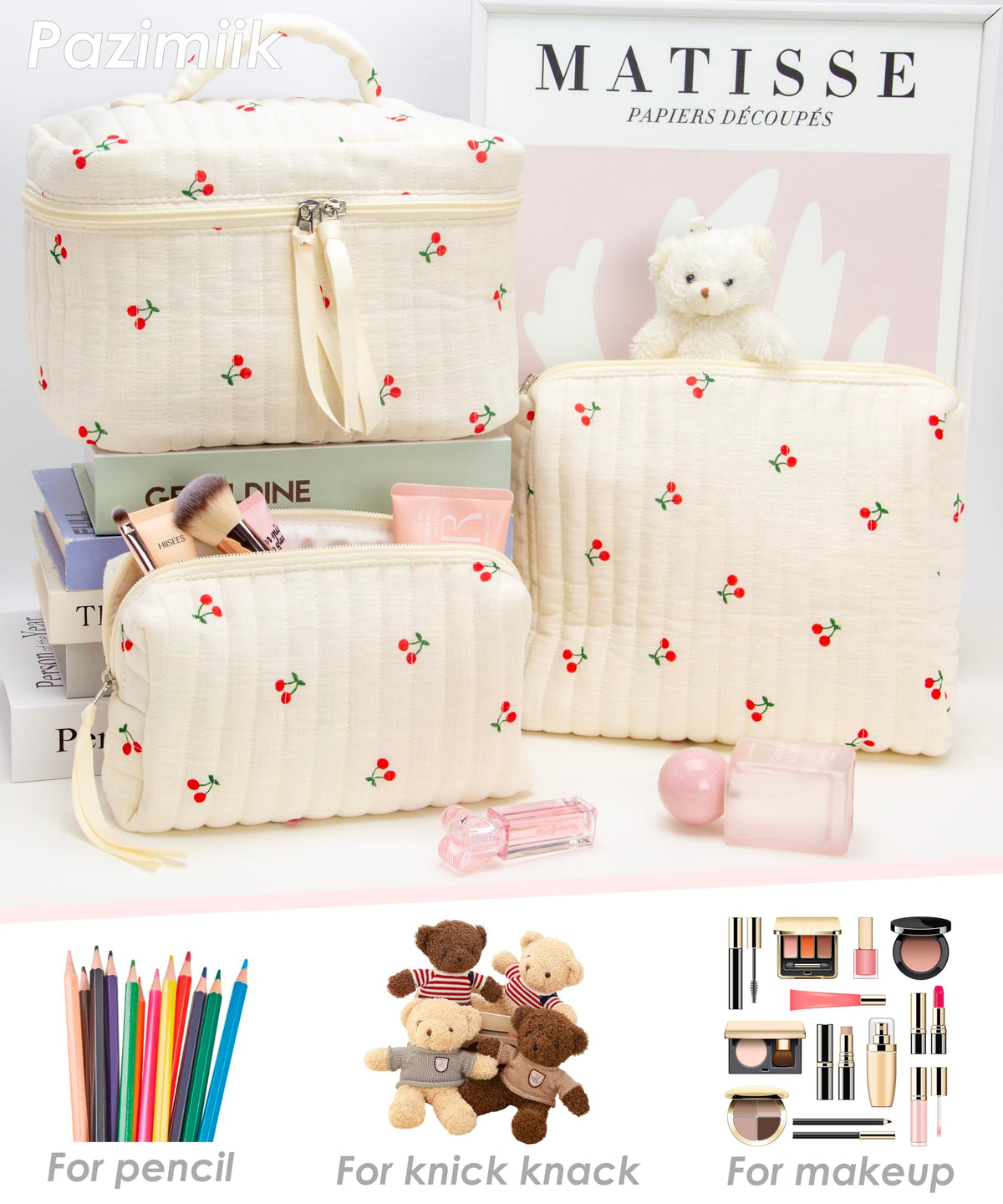 PAZIMIIK cherry beige color adds elegance to vanity and luggage packing.