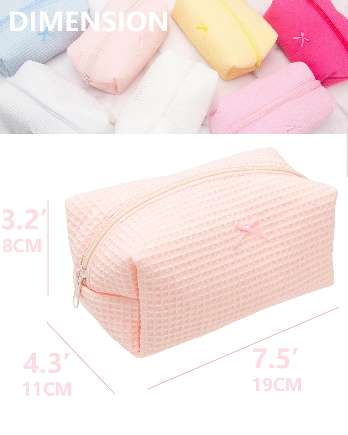 PAZIMIIK soft waffle fabric detail on makeup bag for everyday use.